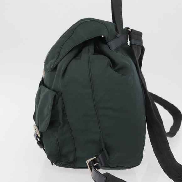 PRADA Backpack Nylon Khaki Silver Auth 90473