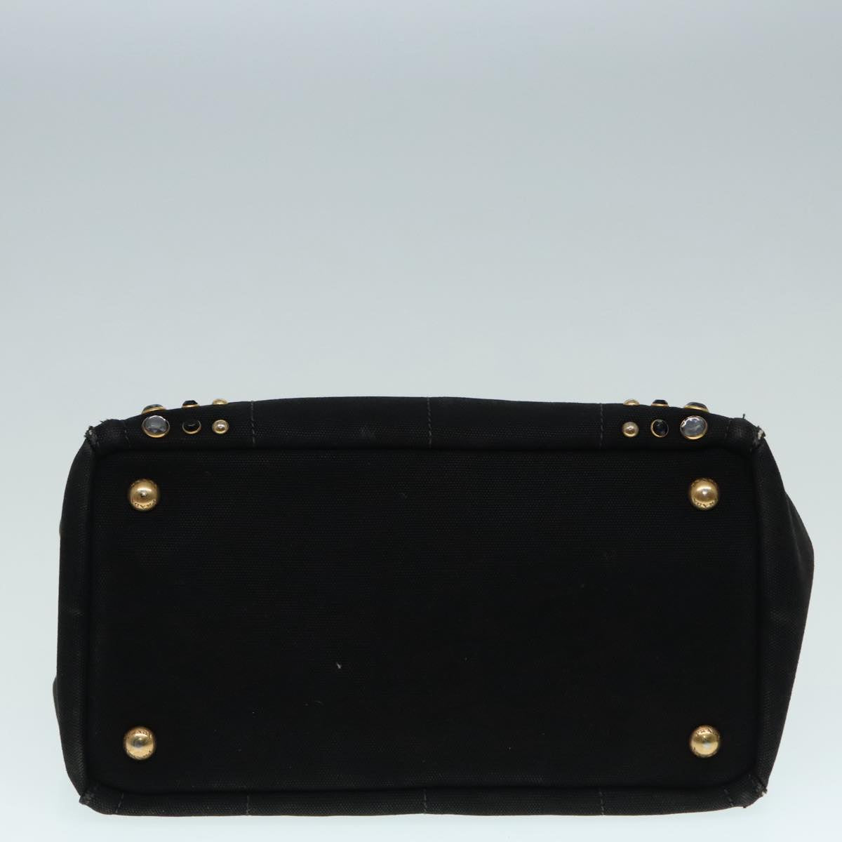 PRADA Bijoux Canapa PM Hand Bag Canvas 2way Black Gold Auth 90474