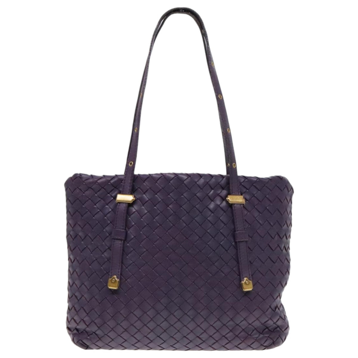 BOTTEGA VENETA INTRECCIATO Hand Bag Leather Purple Gold Auth 90487