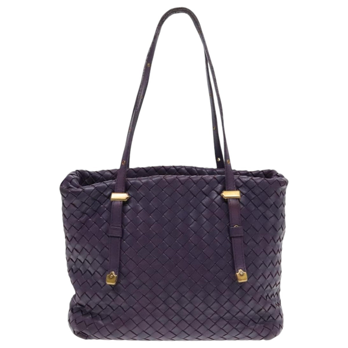 BOTTEGA VENETA INTRECCIATO Hand Bag Leather Purple Gold Auth 90487 - 0