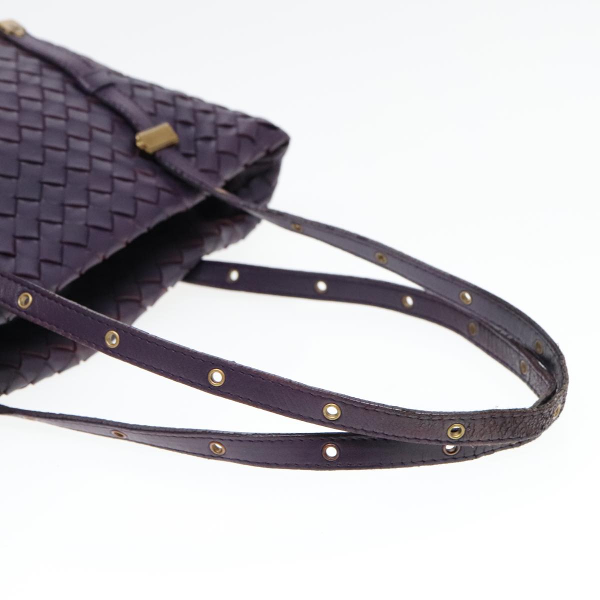 BOTTEGA VENETA INTRECCIATO Hand Bag Leather Purple Gold Auth 90487