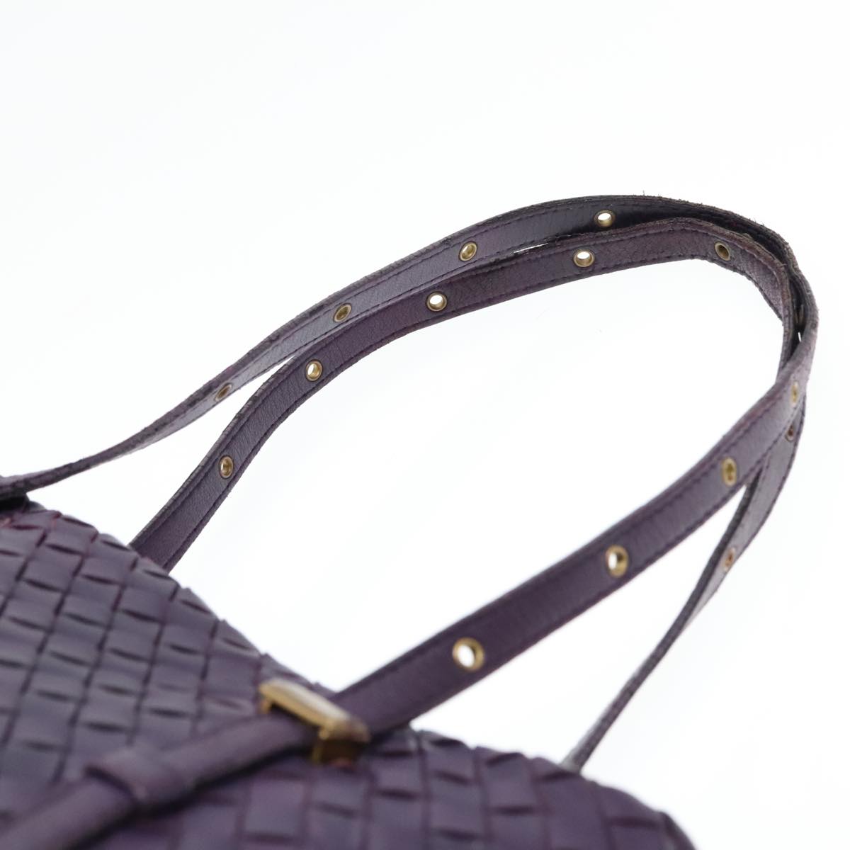 BOTTEGA VENETA INTRECCIATO Hand Bag Leather Purple Gold Auth 90487