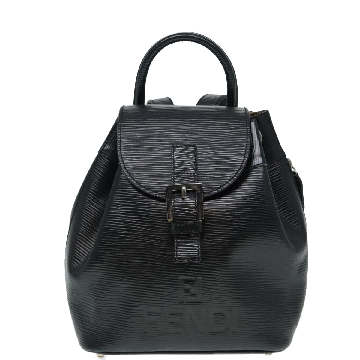 FENDI Backpack Leather Black Auth 90504