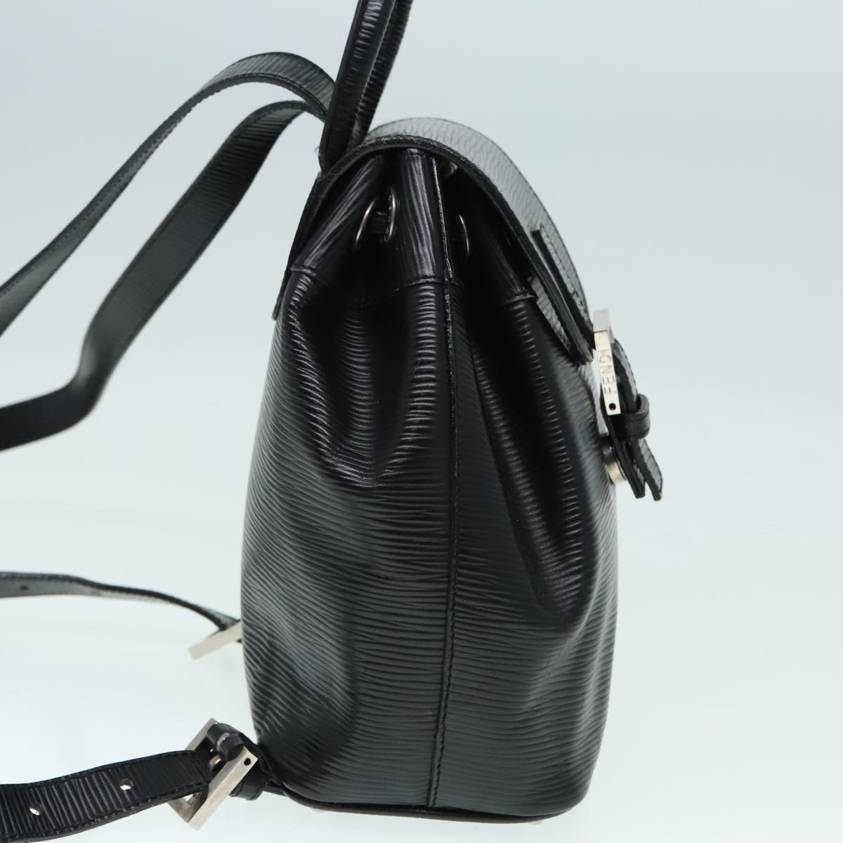 FENDI Backpack Leather Black Auth 90504