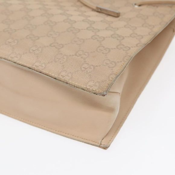 GUCCI GG Canvas Tote Bag Beige Silver 002 1053 Auth 90509
