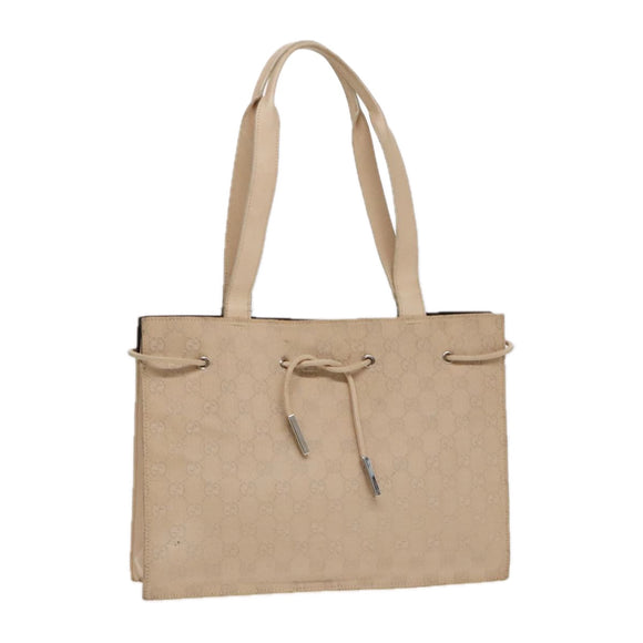 GUCCI GG Canvas Tote Bag Beige Silver 002 1053 Auth 90509