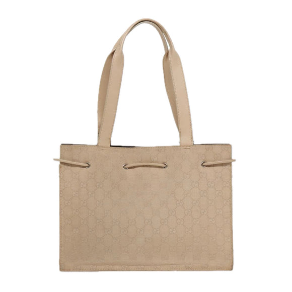 GUCCI GG Canvas Tote Bag Beige Silver 002 1053 Auth 90509