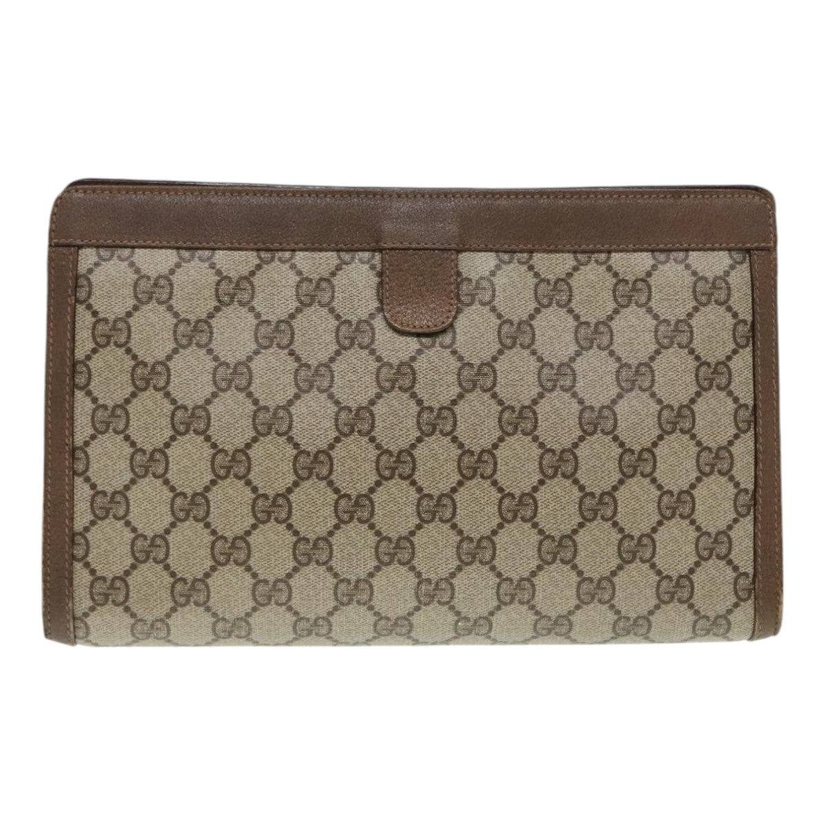 GUCCI GG Supreme Web Sherry Line Clutch Bag PVC Beige 89 01 033 Auth 90510 - 0