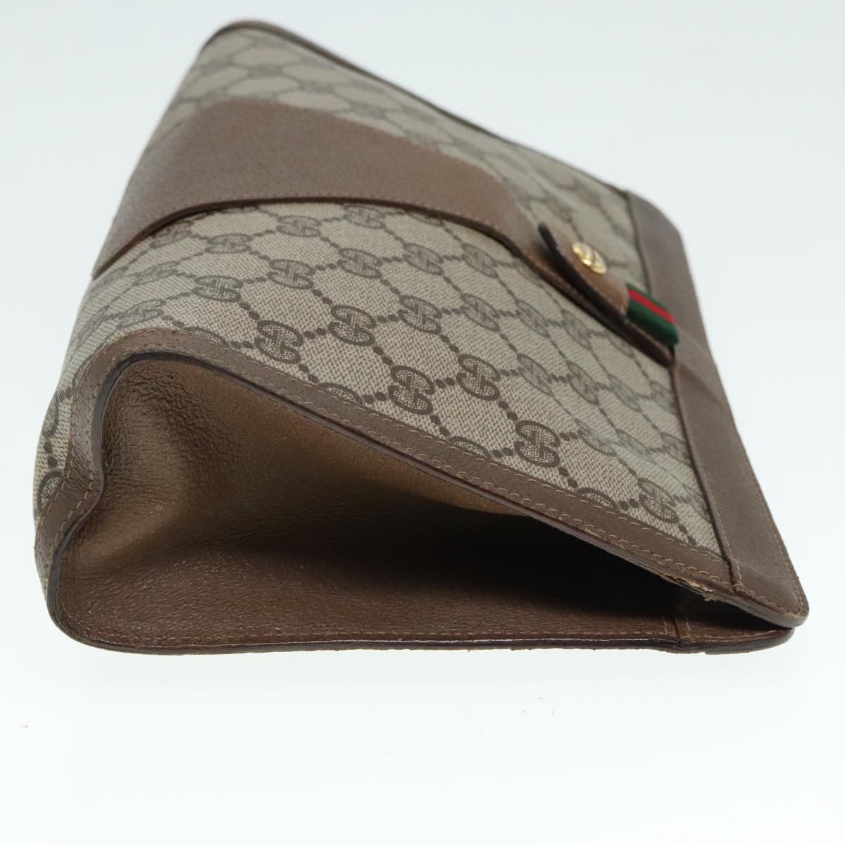 GUCCI GG Supreme Web Sherry Line Clutch Bag PVC Beige 89 01 033 Auth 90510