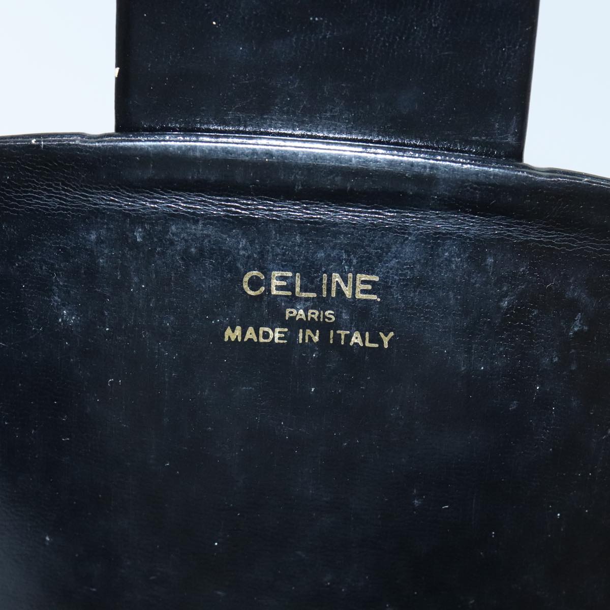 CELINE Horse Carriage Shoulder Bag Enamel Black Auth 90512