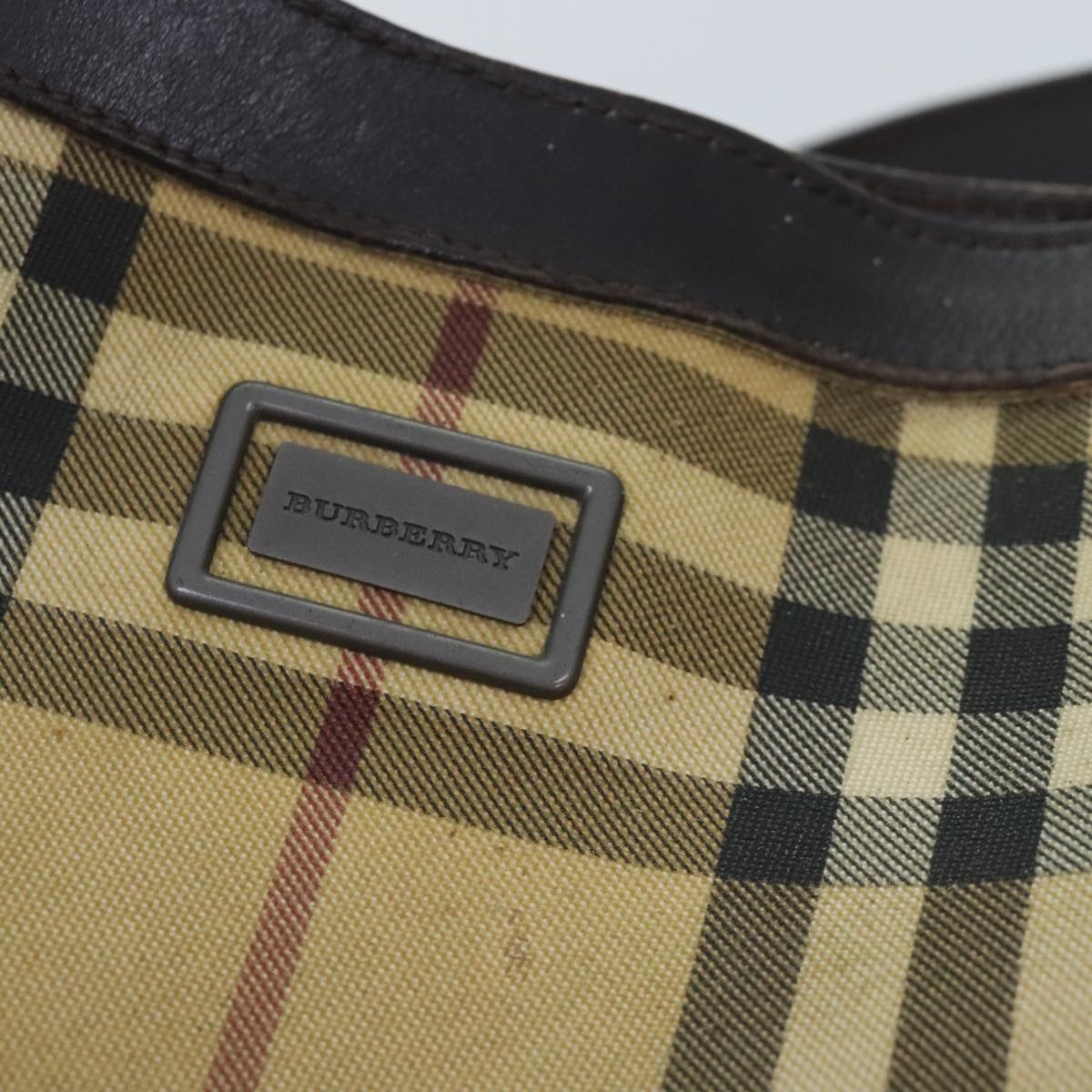 BURBERRY Nova Check Shoulder Bag Coated Canvas Beige Auth 90528