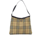 BURBERRY Nova Check Shoulder Bag Coated Canvas Beige Auth 90528-13