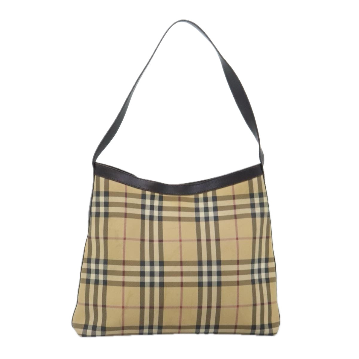 BURBERRY Nova Check Shoulder Bag Coated Canvas Beige Auth 90528 - 0