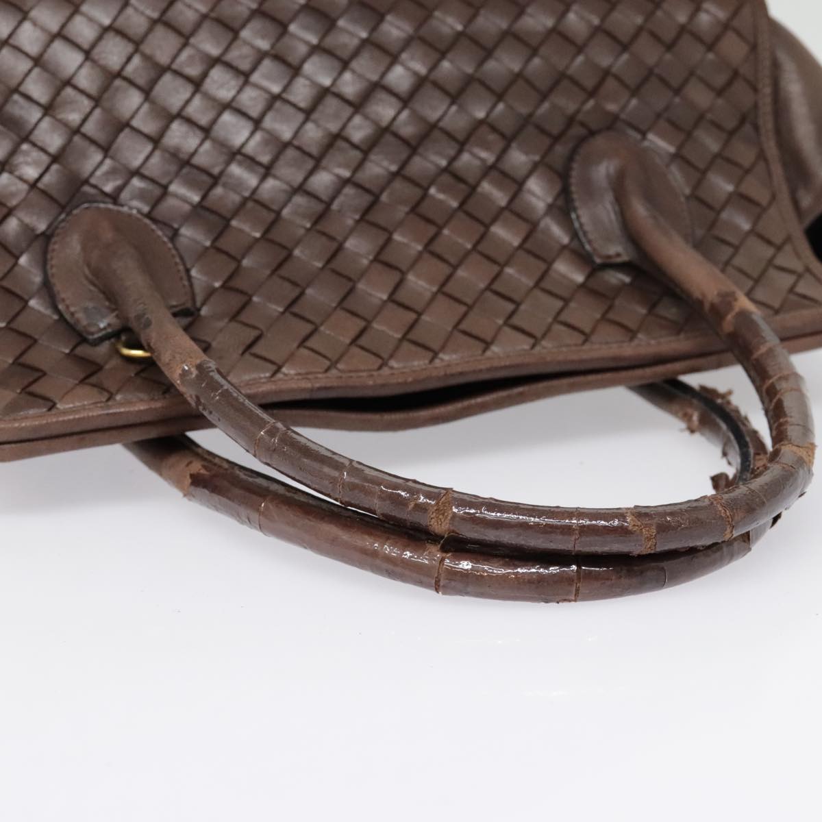 BOTTEGA VENETA INTRECCIATO Hand Bag Leather 2way Brown Gold Auth 90536