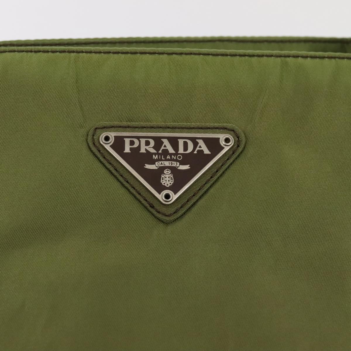 PRADA Hand Bag Nylon Green Silver Auth 90537