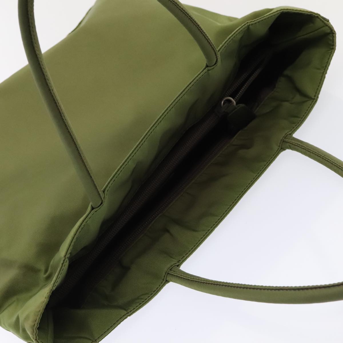 PRADA Hand Bag Nylon Green Silver Auth 90537