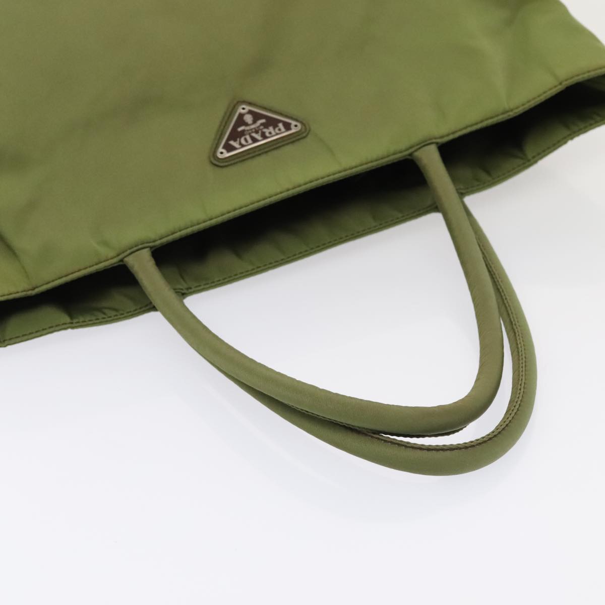 PRADA Hand Bag Nylon Green Silver Auth 90537