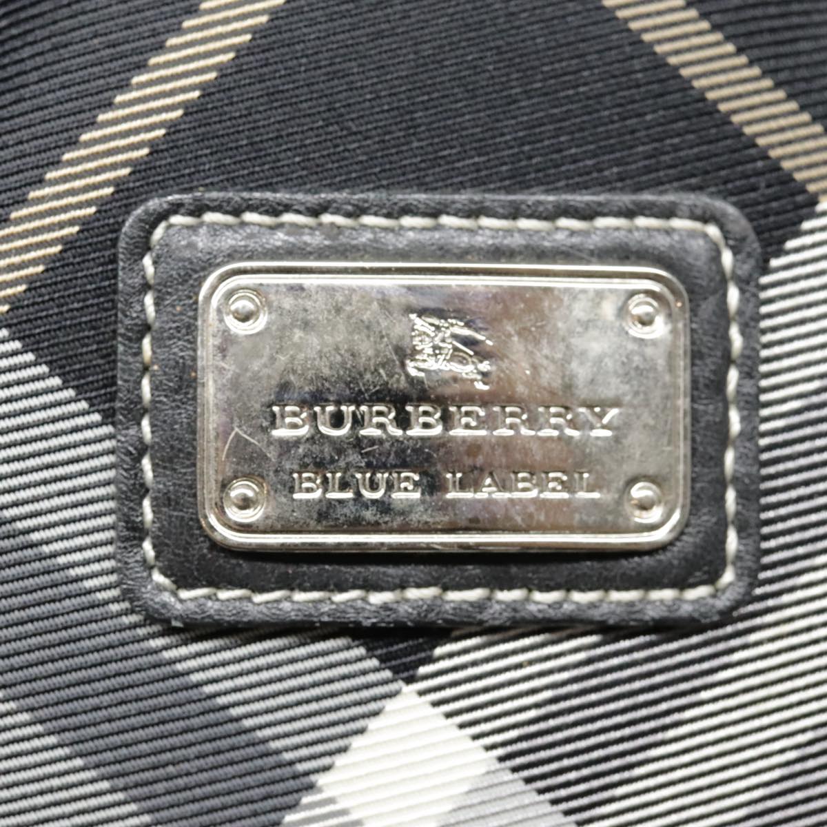 BURBERRY Nova Check Blue Label Hand Bag Nylon 2way Black Auth 90539