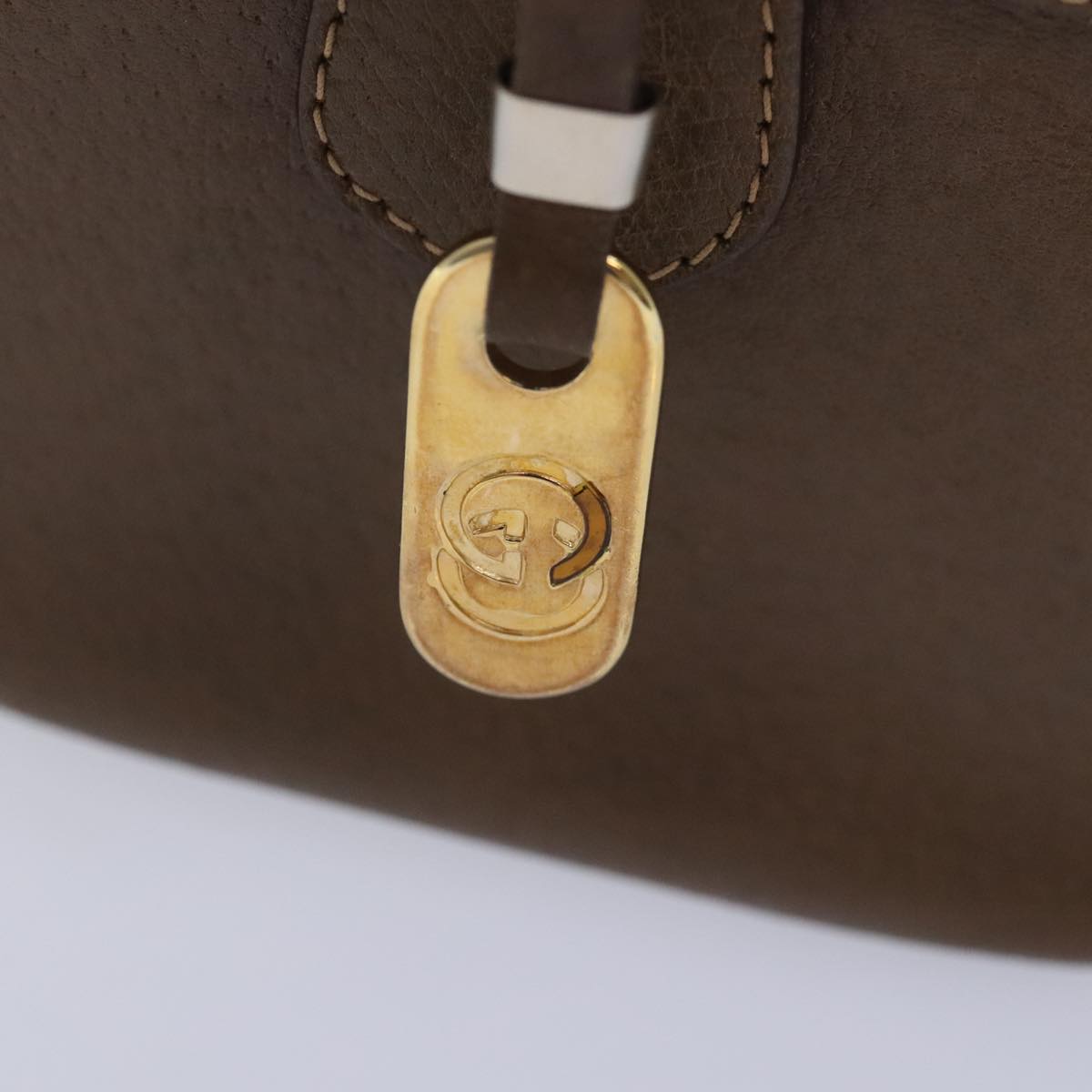 GUCCI Boston Bag Leather Brown Gold Auth 90541