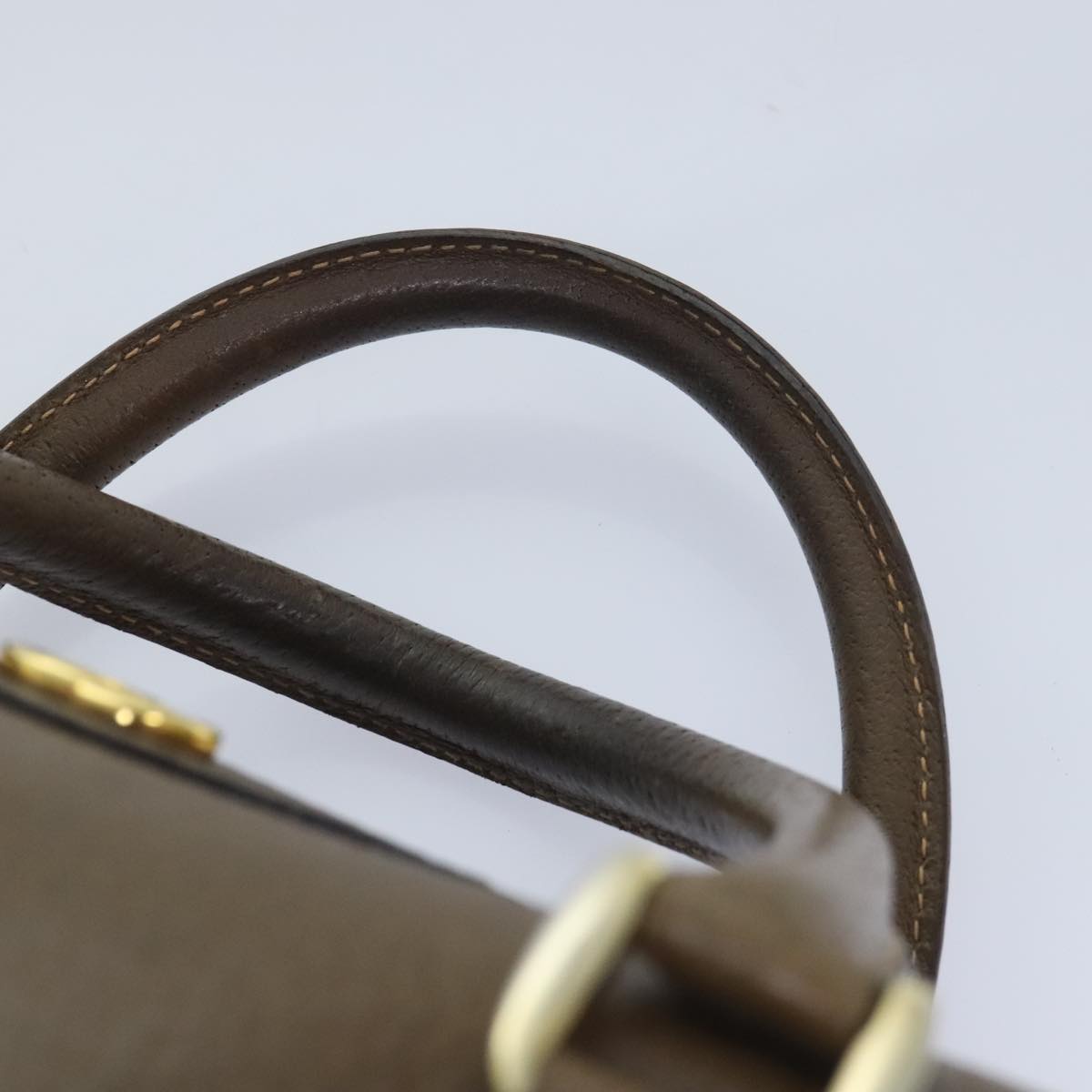 GUCCI Boston Bag Leather Brown Gold Auth 90541