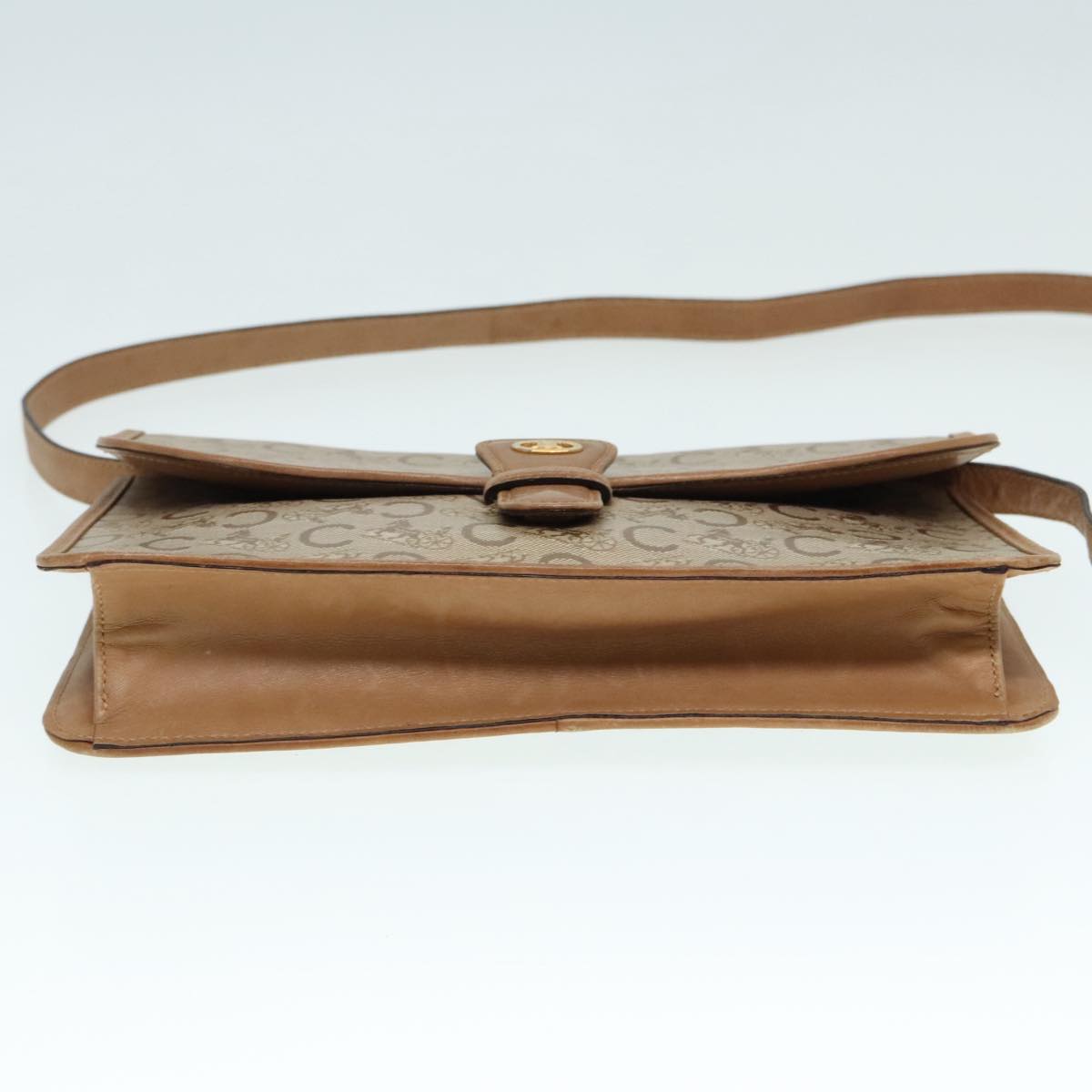 CELINE C Sulky Shoulder Bag PVC Beige Gold Auth 90553