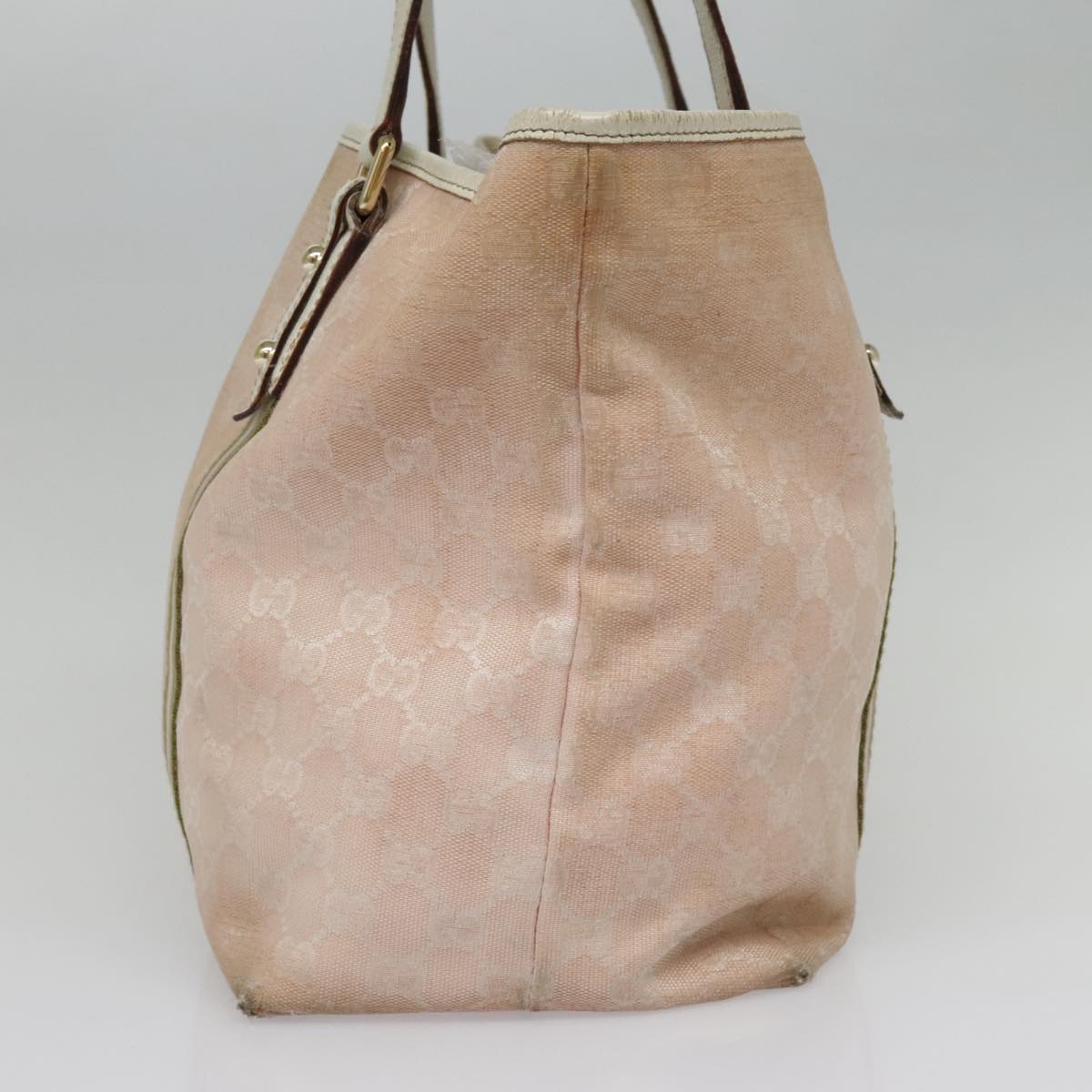 GUCCI GG Canvas Sherry Line Tote Bag Pink White gold 139260 Auth 90584