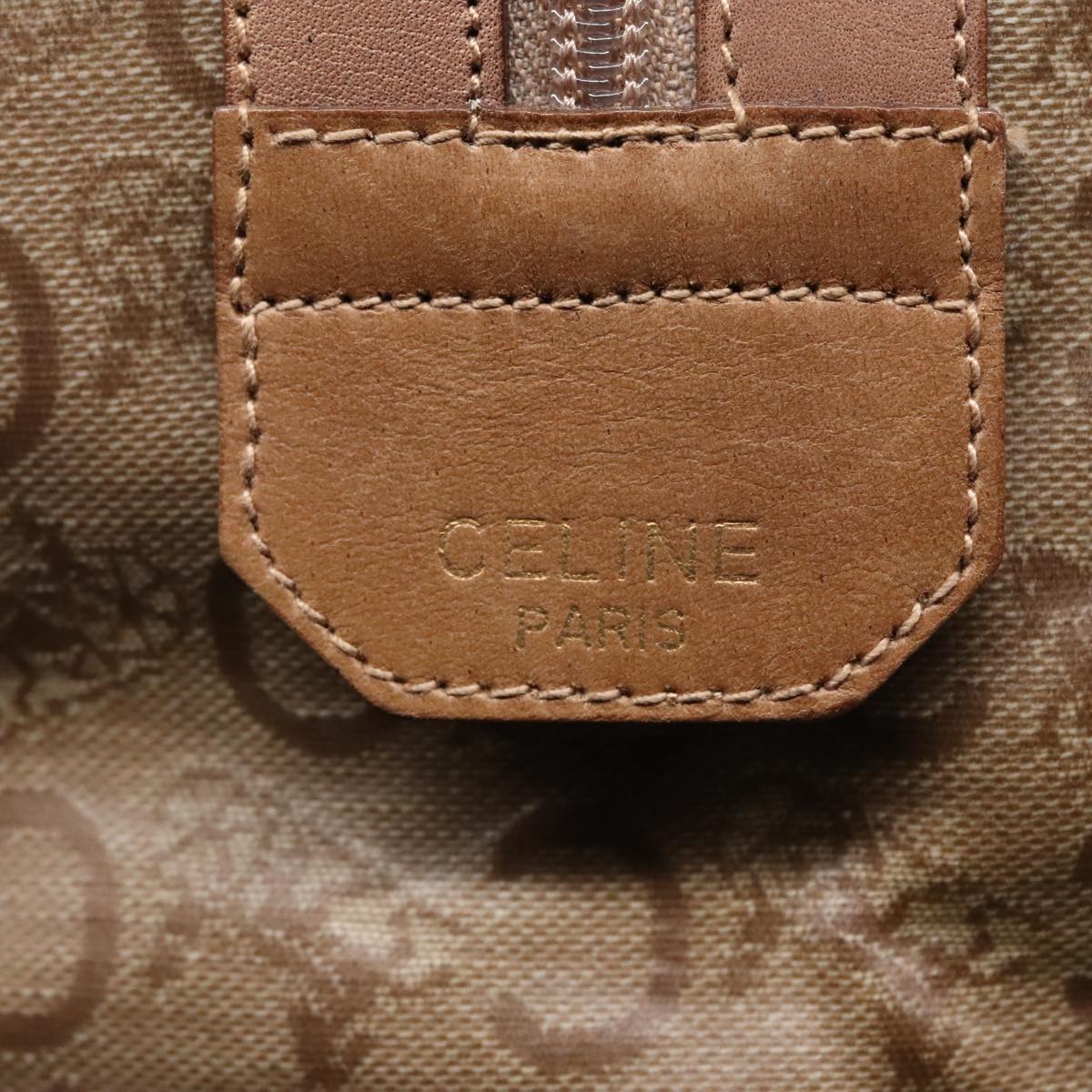 CELINE C Macadam Canvas Hand Bag PVC Leather Beige Auth 90593