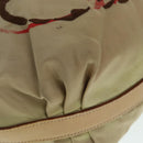 PRADA Shoulder Bag Nylon Leather Beige Silver Auth 90608-9