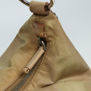 PRADA Shoulder Bag Nylon Leather Beige Silver Auth 90608-10
