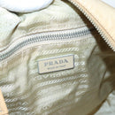 PRADA Shoulder Bag Nylon Leather Beige Silver Auth 90608-17