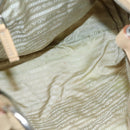 PRADA Shoulder Bag Nylon Leather Beige Silver Auth 90608-11