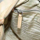PRADA Shoulder Bag Nylon Leather Beige Silver Auth 90608-20