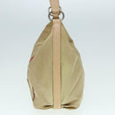 PRADA Shoulder Bag Nylon Leather Beige Silver Auth 90608-3