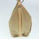 PRADA Shoulder Bag Nylon Leather Beige Silver Auth 90608-4