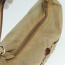 PRADA Shoulder Bag Nylon Leather Beige Silver Auth 90608-6
