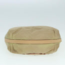 PRADA Shoulder Bag Nylon Leather Beige Silver Auth 90608-5