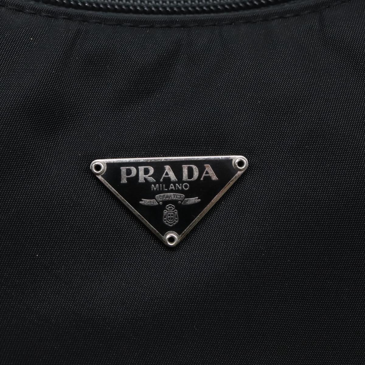 PRADA Hand Bag Nylon Black Silver Auth 90614