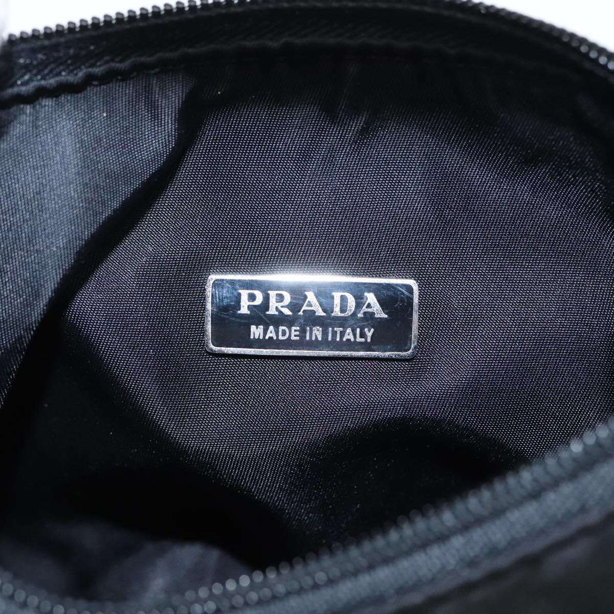 PRADA Hand Bag Nylon Black Silver Auth 90614