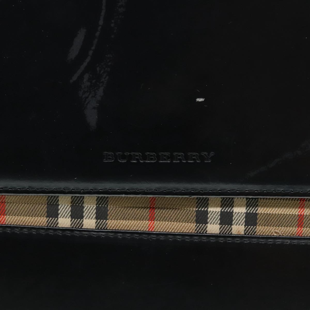 BURBERRY Shoulder Bag Leather Black Silver Auth 90624