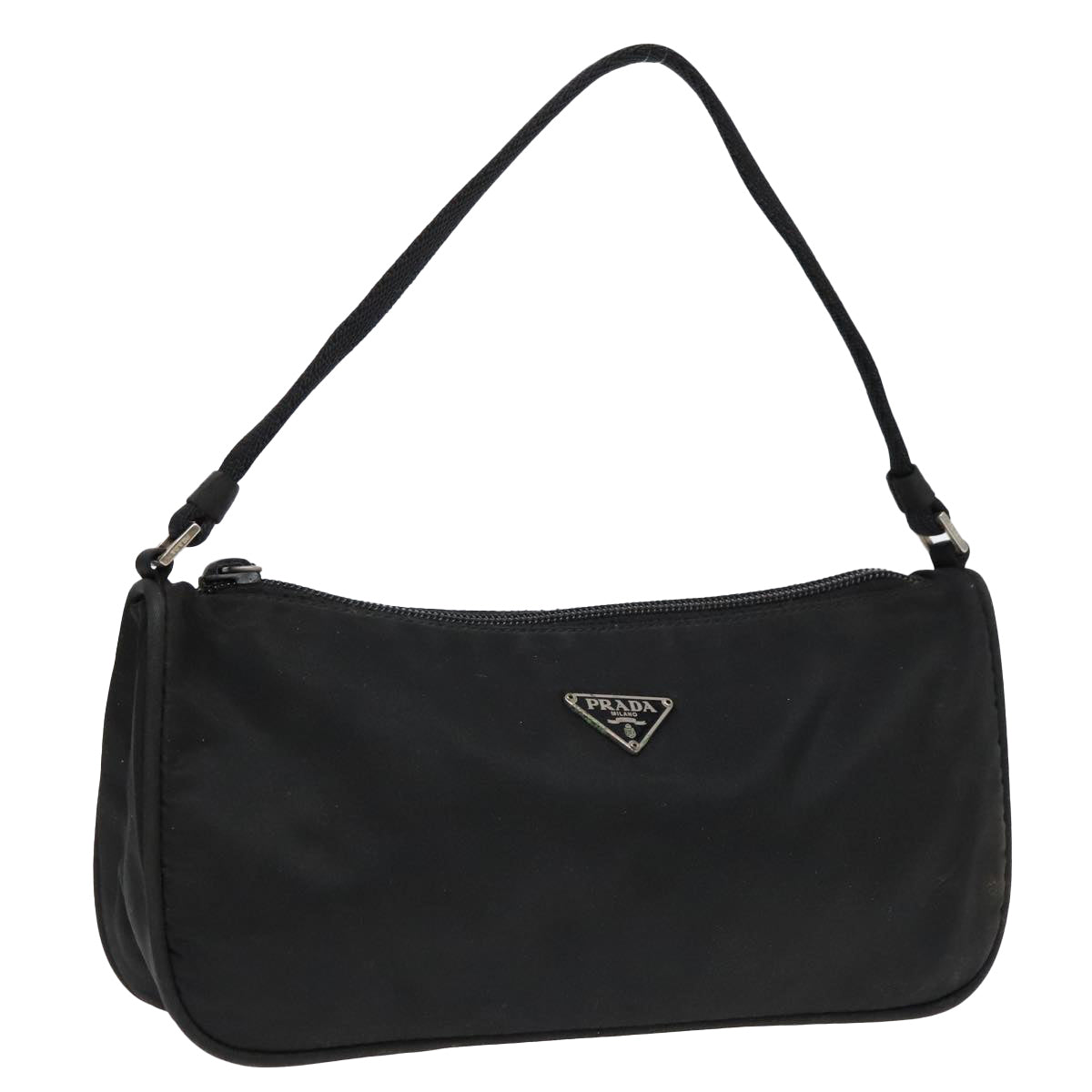 PRADA Accessory Pouch Nylon Black Silver Auth 90630