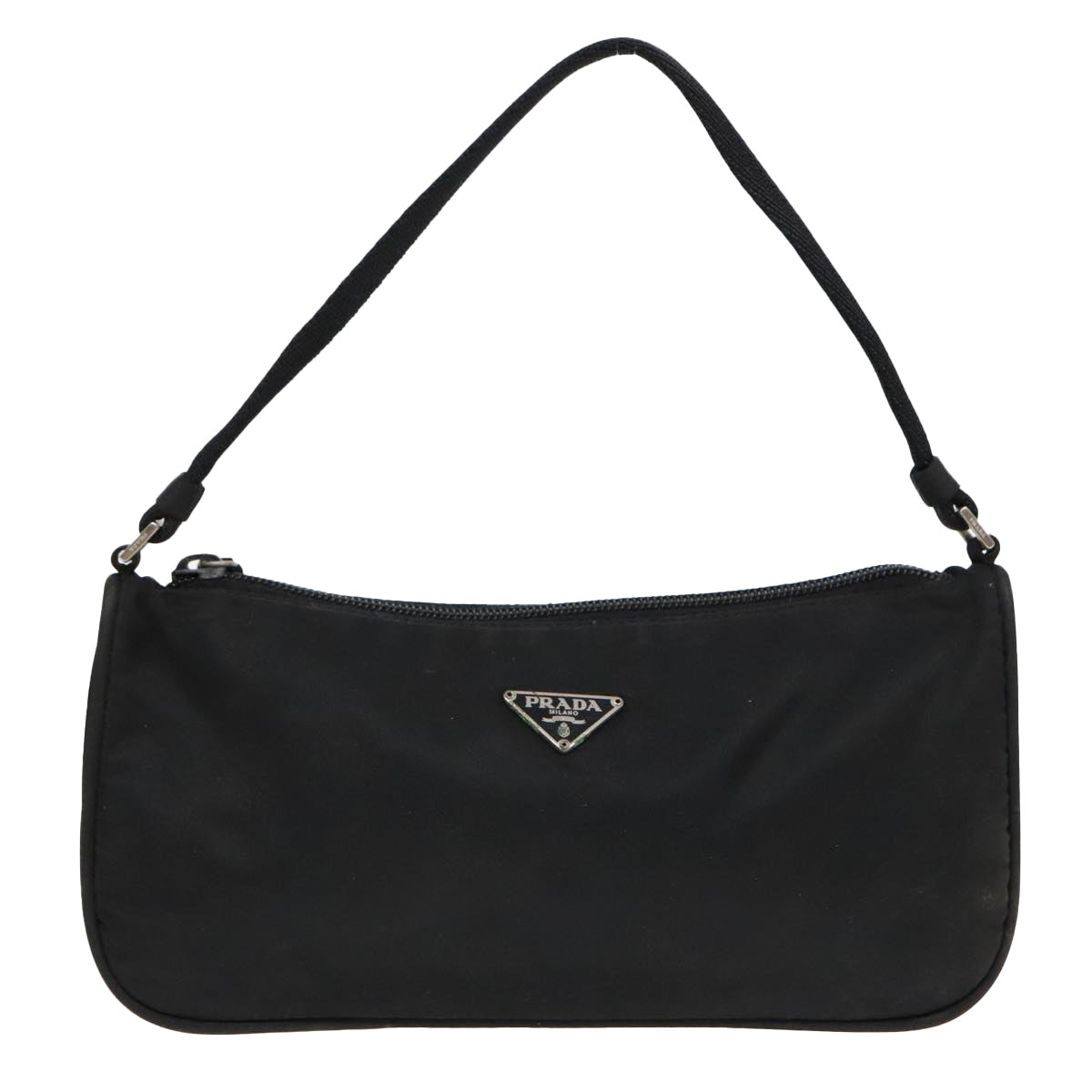 PRADA Accessory Pouch Nylon Black Silver Auth 90630 - 0