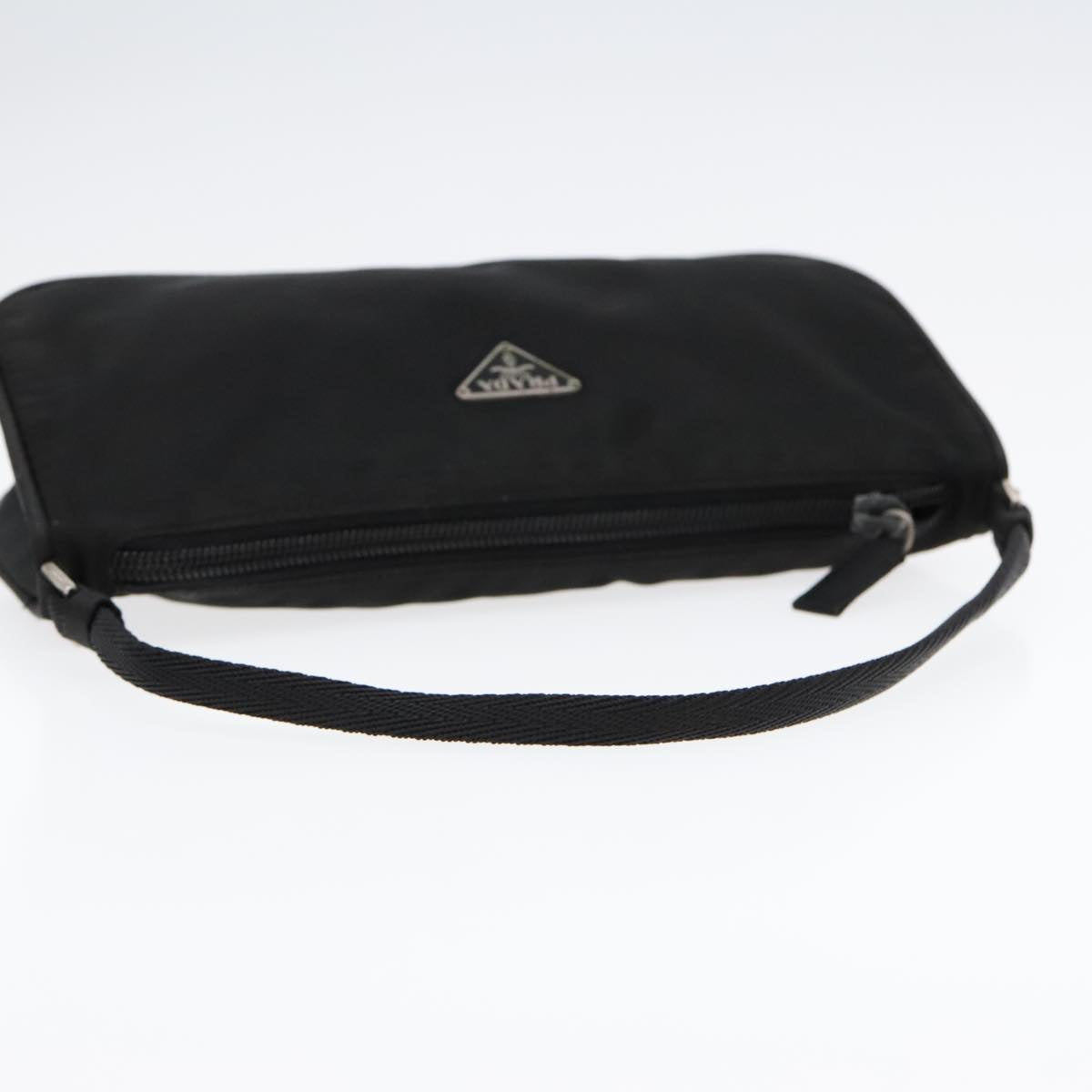 PRADA Accessory Pouch Nylon Black Silver Auth 90630