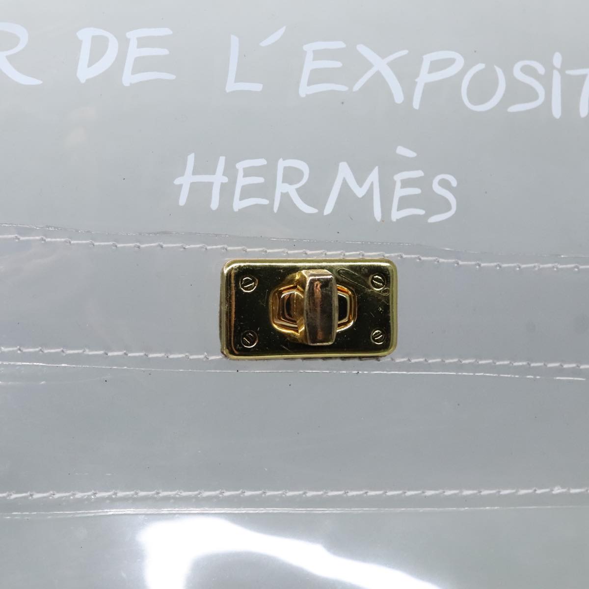 HERMES Vinyl Kelly Hand Bag Vinyl Clear Auth 90637