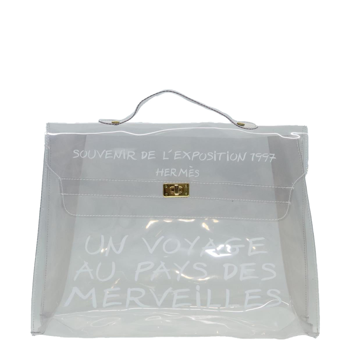 HERMES Vinyl Kelly Hand Bag Vinyl Clear Auth 90637 - 0