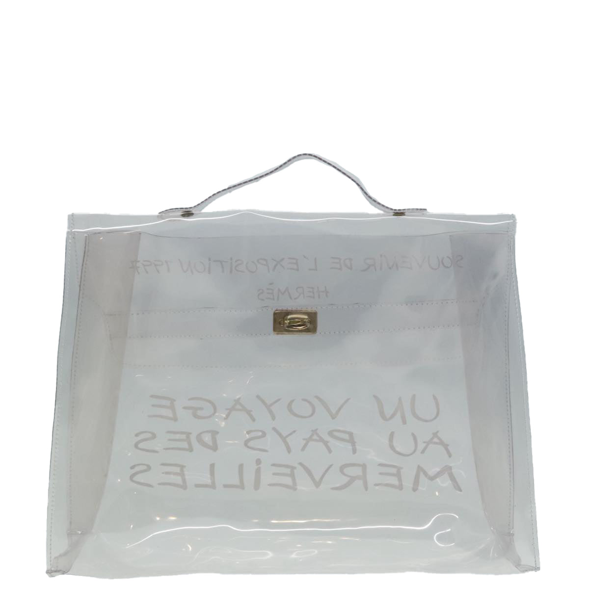 HERMES Vinyl Kelly Hand Bag Vinyl Clear Auth 90637