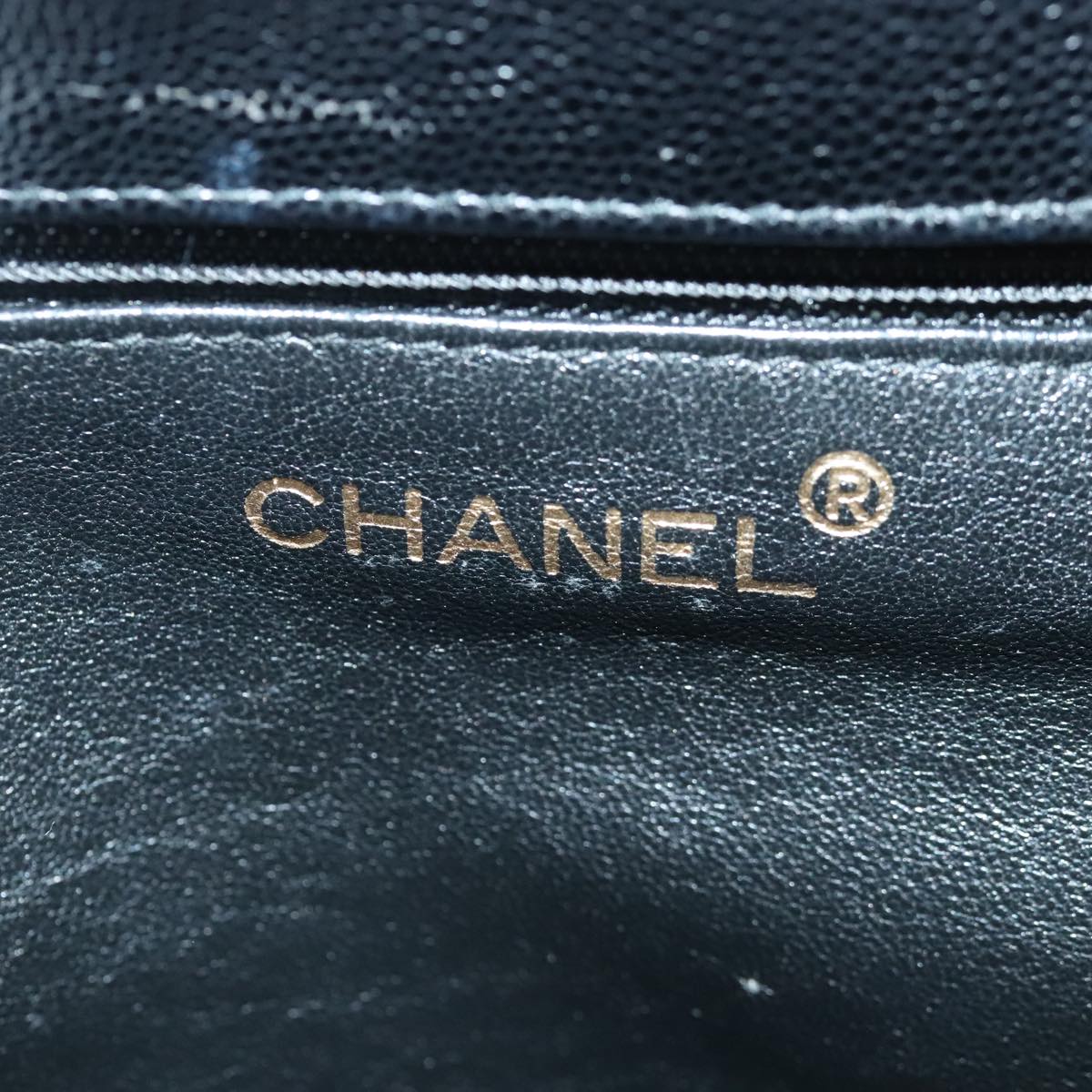 CHANEL COCO Mark Shoulder Bag Caviar Skin Black CC Auth 90649