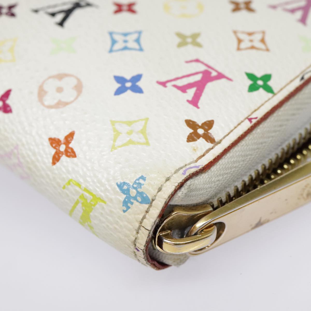 LOUIS VUITTON Monogram Multicolor Zippy Wallet White M60241 LV Auth 90678