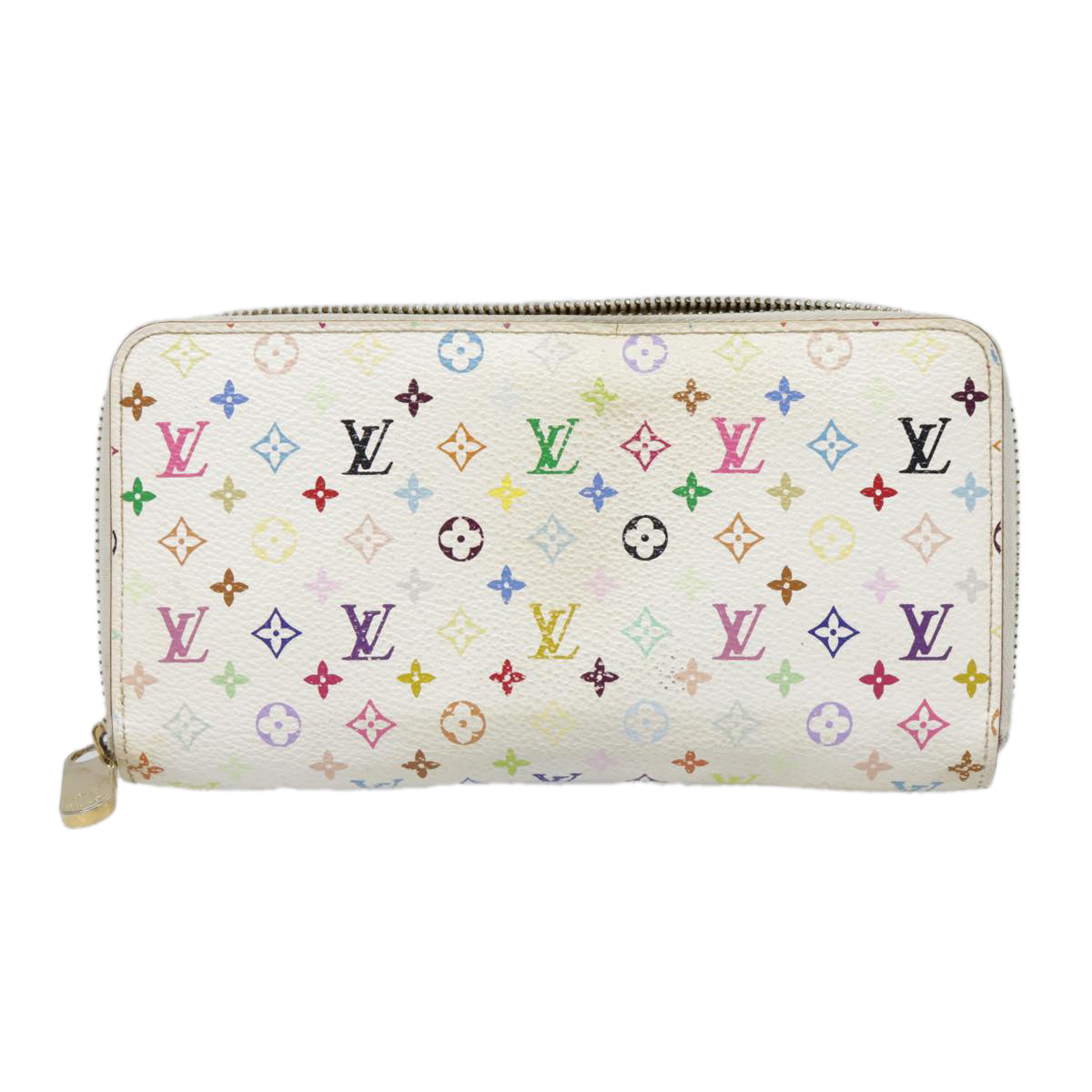 LOUIS VUITTON Monogram Multicolor Zippy Wallet White M60241 LV Auth 90678