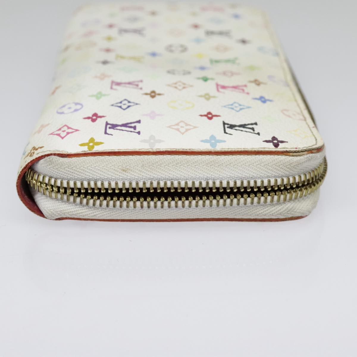 LOUIS VUITTON Monogram Multicolor Zippy Wallet White M60241 LV Auth 90678