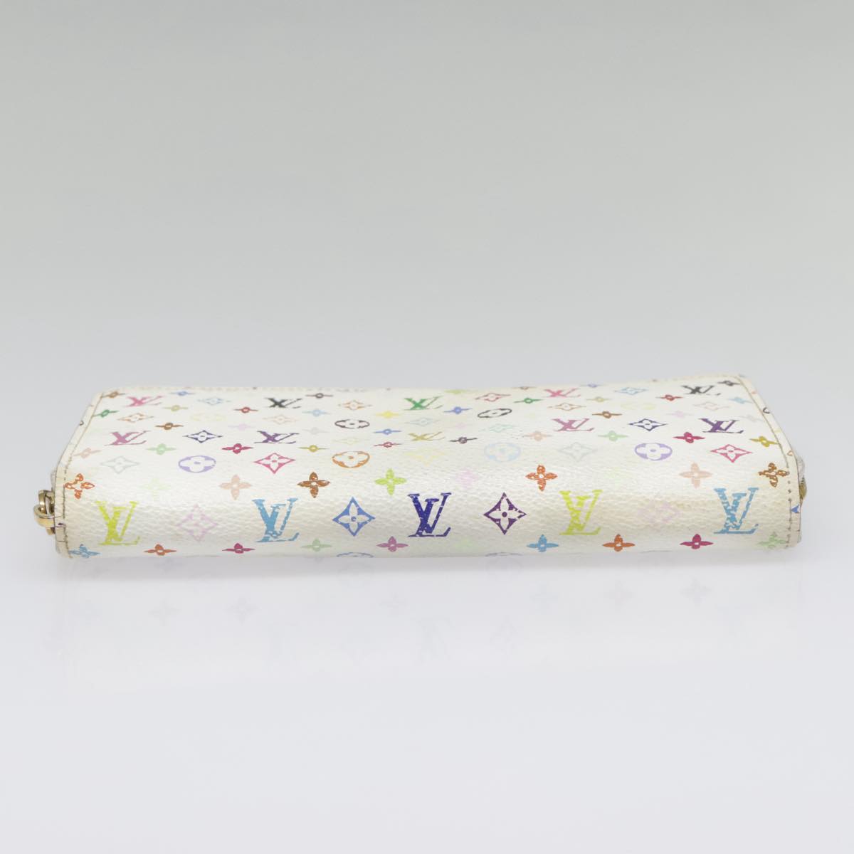 LOUIS VUITTON Monogram Multicolor Zippy Wallet White M60241 LV Auth 90678